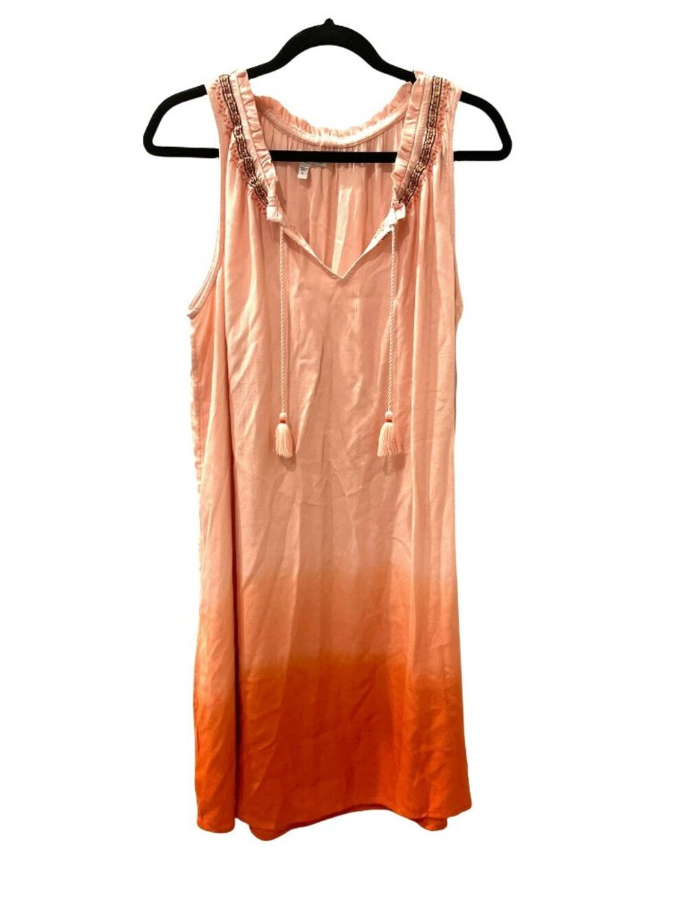 Sonoma Dress Large Dip Dye Embroidered Sleeveless Bohemian Sundress Orange NWT